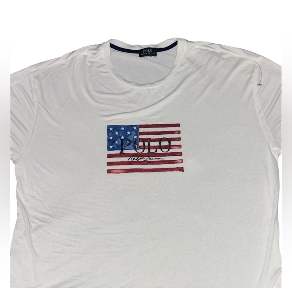 Polo by Ralph Lauren White Top with Red and‎ Blue Flag Design
